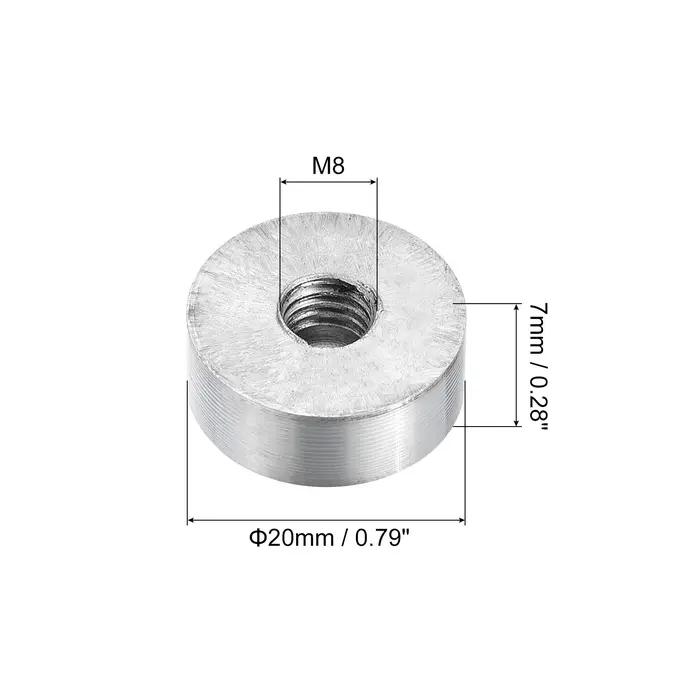 4/6/8 pièces 20mm de diamètre disque en aluminium matériel M6 M8 filetage rond verre Table cercle di