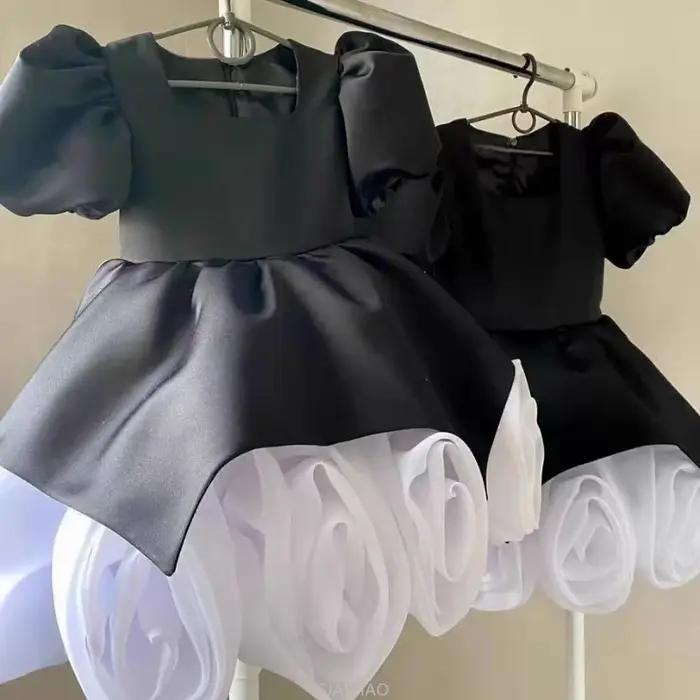 Robes florales 3D élégantes pour filles, tenue de réception pour le Nouvel An, costume d'anniversair