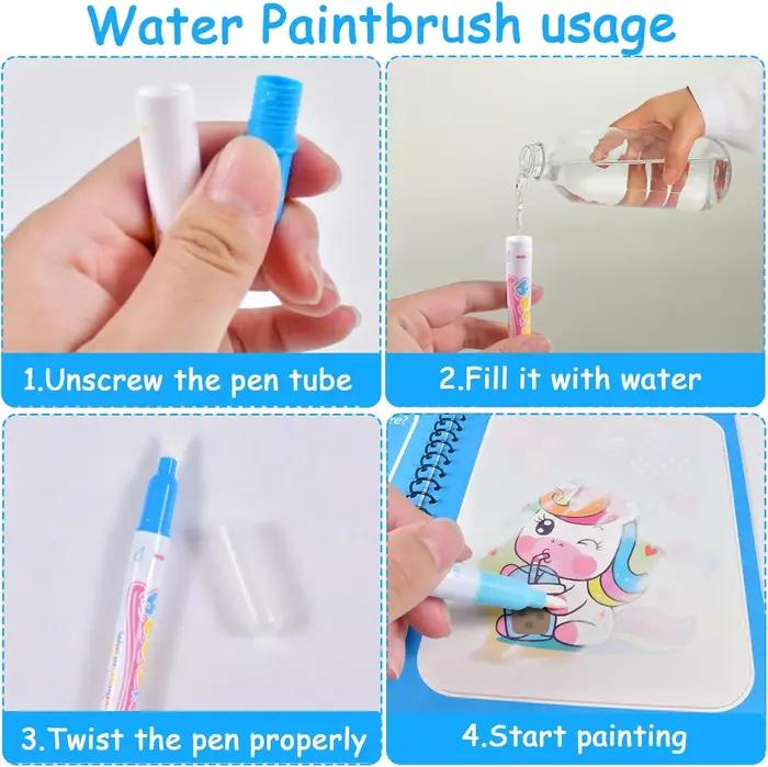 Livres de coloriage magiques avec stylo à eau rechargeable, livres de dessin à l'eau réutilisables p
