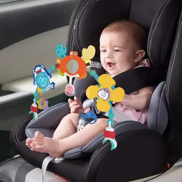Arche de jeu pour poussette jouet d'éveil bébé développement sensoriel motricité fine pour landau siège auto et lit de bébé