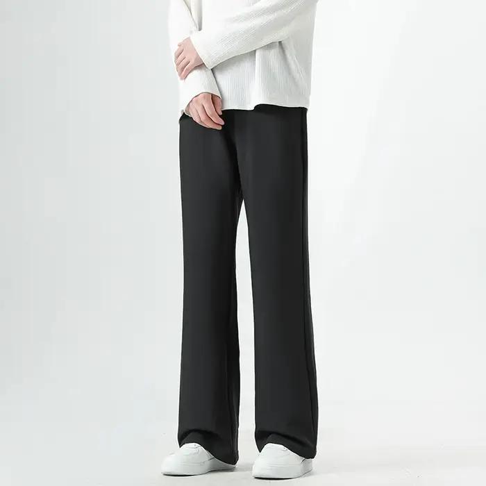 Small Flared Version Men's Casual Pants 2025 Fashion Korean Loose Elastic Drape Business Office Soli