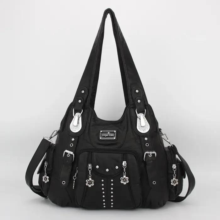 Sac vintage pour femmes, sacs à main tendance en cuir PU, sacs à bandoulière, sacs fourre-tout grand
