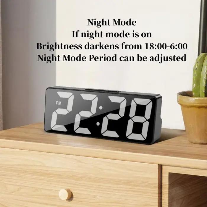 Réveil numérique à commande vocale, température, Date, 2 modes d'affichage, Snooze, Mode nuit, horlo
