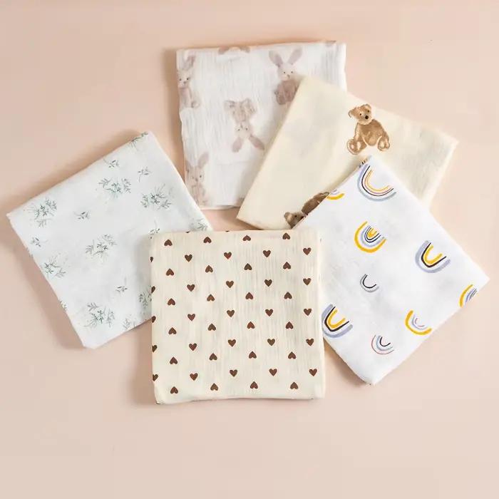 Ins – couverture d'emmaillotage en mousseline pour bébé, 2 couches de coton, pour nouveau-né, servie