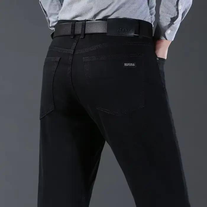 Hommes classique avancé marque de mode Jean Homme Homme doux Stretch noir Biker Masculino Denim pant