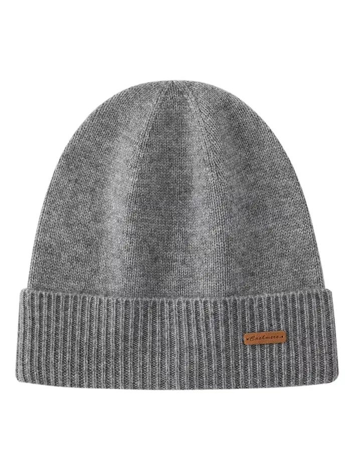 Chapeau tricoté de luxe en cachemire 100% pour hommes et femmes, unisexe, chaud, décontracté, couleu