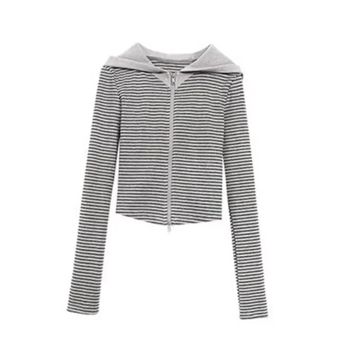 Tonngirls Y2k sweat à capuche japonais femmes à manches longues rayé sweat Streetwear américain swea