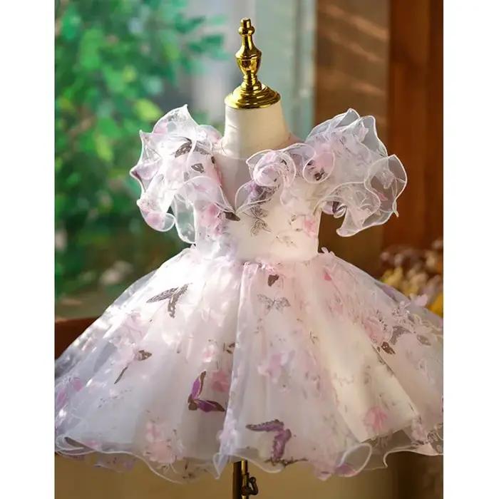 Robe de soirée princesse pour enfants, à la mode, imprimé, à volants, Design, mariage, anniversaire,