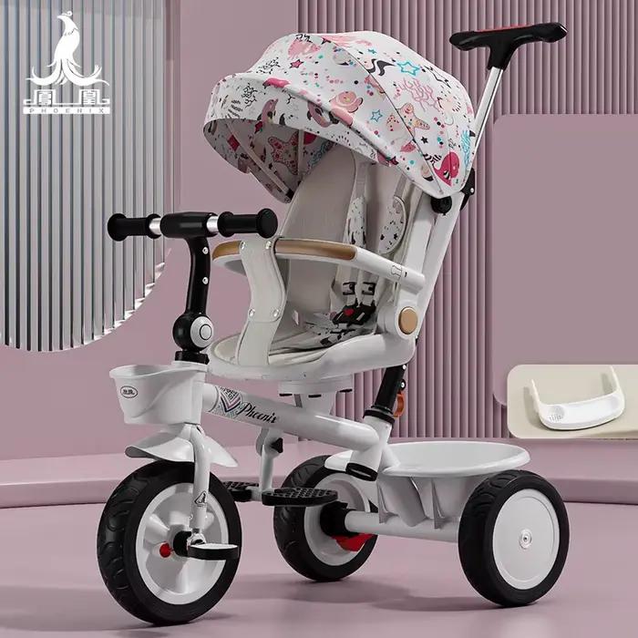 Poussette bébé tricycle pliable pour enfants avec réglage de position allongée deux sens grande poussette vélo pour promenades et voyages famille