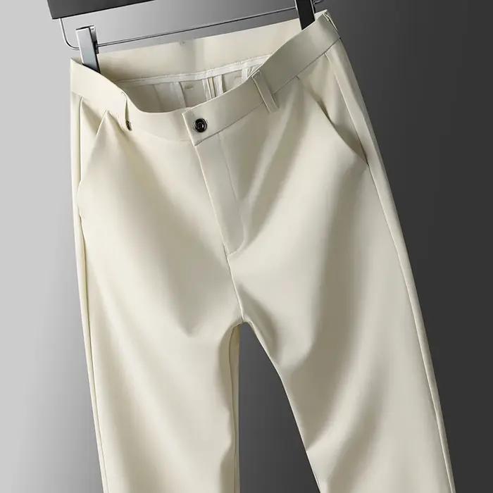 Pantalon d'été pour hommes, fin, droit, extensible, décontracté, sans Trace, sans repassage, tissu s