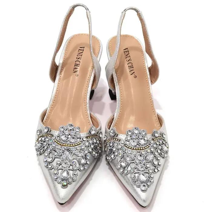 Ensemble de sac et chaussures assortis pour femmes, chaussures pointues, Parker, design évidé, or, m
