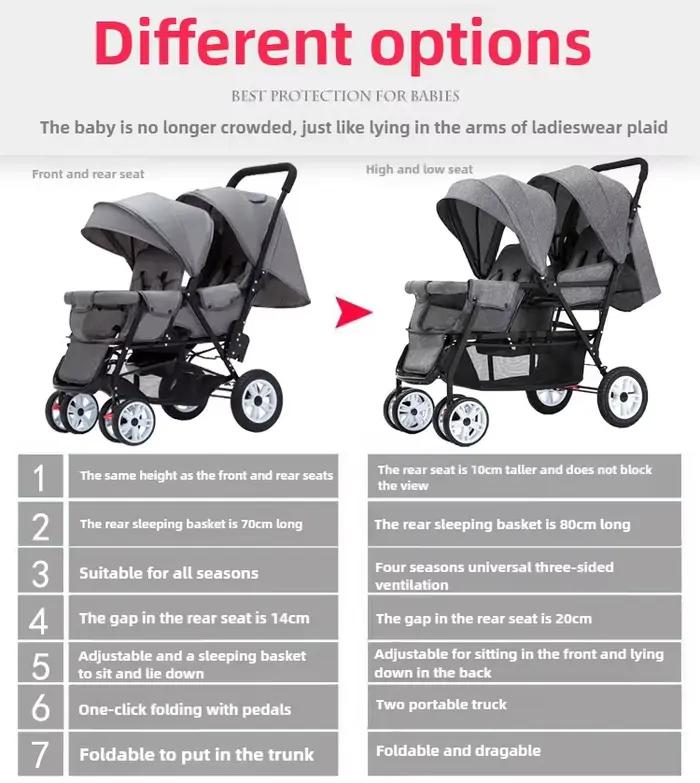 Coussinets jumeaux enfants sièges avant arrière - Chariot pliable double vente en gros STOCK ue