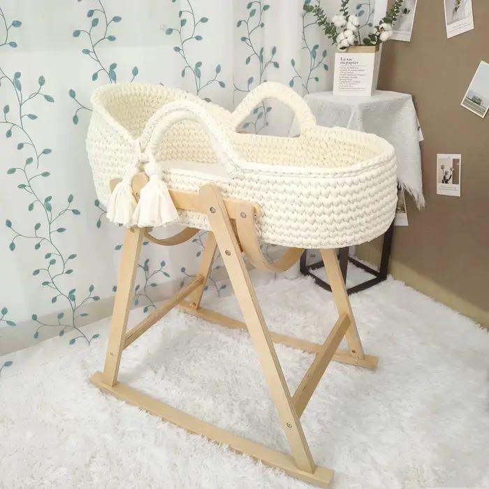 Berceau pour nouveau-né, nid de bébé, chaise longue pour nouveau-né avec cadre en bois et matelas do