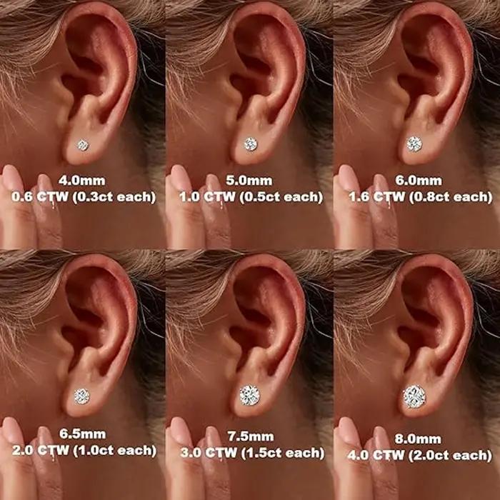 KNOBSPIN-Boucles d'oreilles en moissanite pour femme, clous d'oreilles en diamant cultivé en laborat