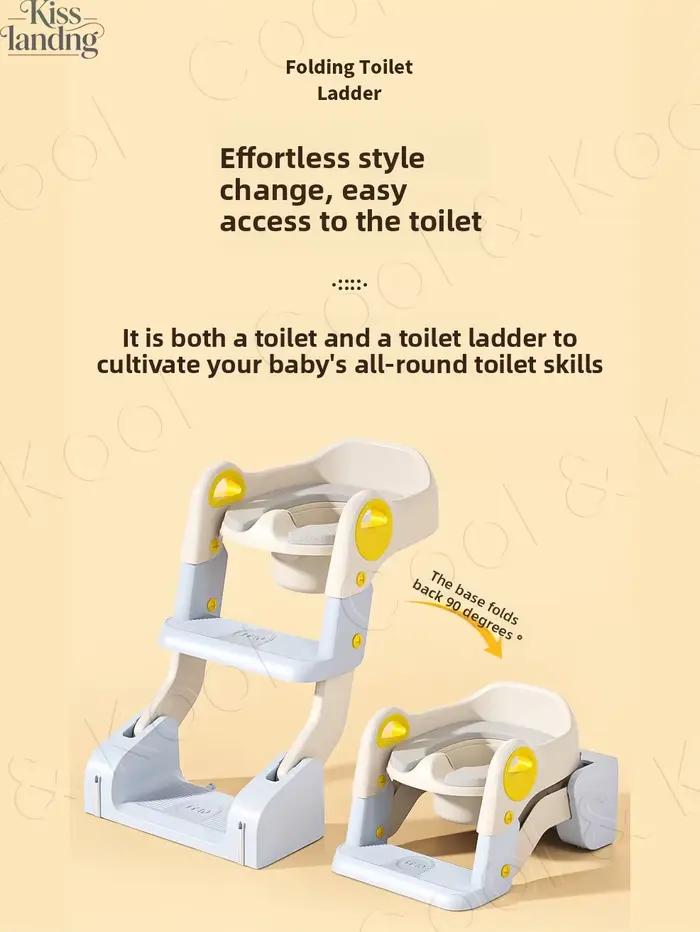 Siège d'apprentissage de la propreté 2-en-1 tout-en-un, marchepied de toilette pliable pour tout-pet
