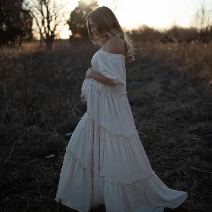 Robe de grossesse en coton pour séance Photo bohème, pour femmes enceintes, pour réception-cadeau po