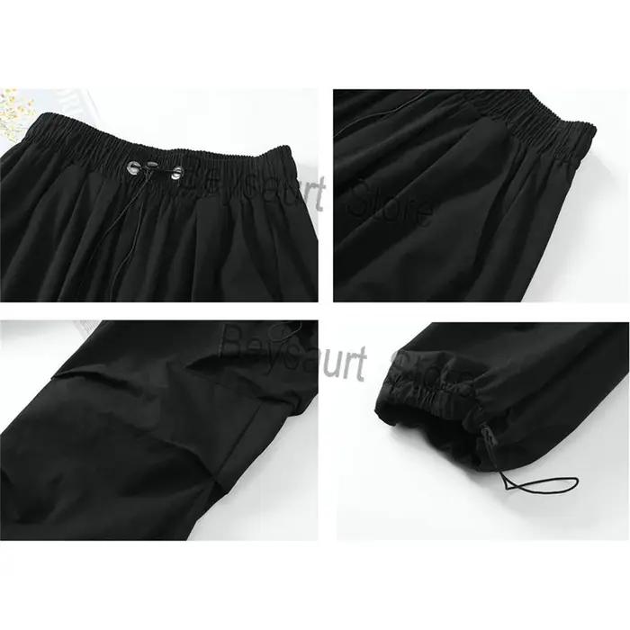 Streetwear 2024 printemps sarouel pantalons décontractés hommes taille élastique couleur unie Cargo