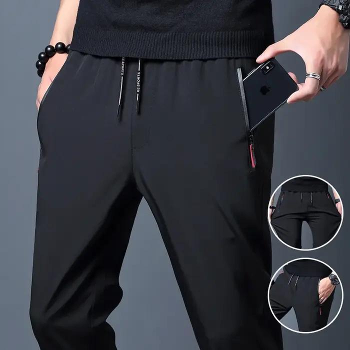 Pantalons décontractés pour hommes affaires Stretch coupe ajustée taille élastique survêtement corée