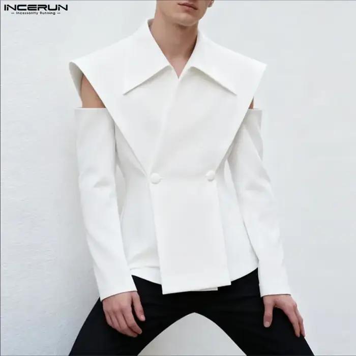 INCERUN hommes Blazer couleur unie revers à manches longues bouton décontracté homme costume Streetw