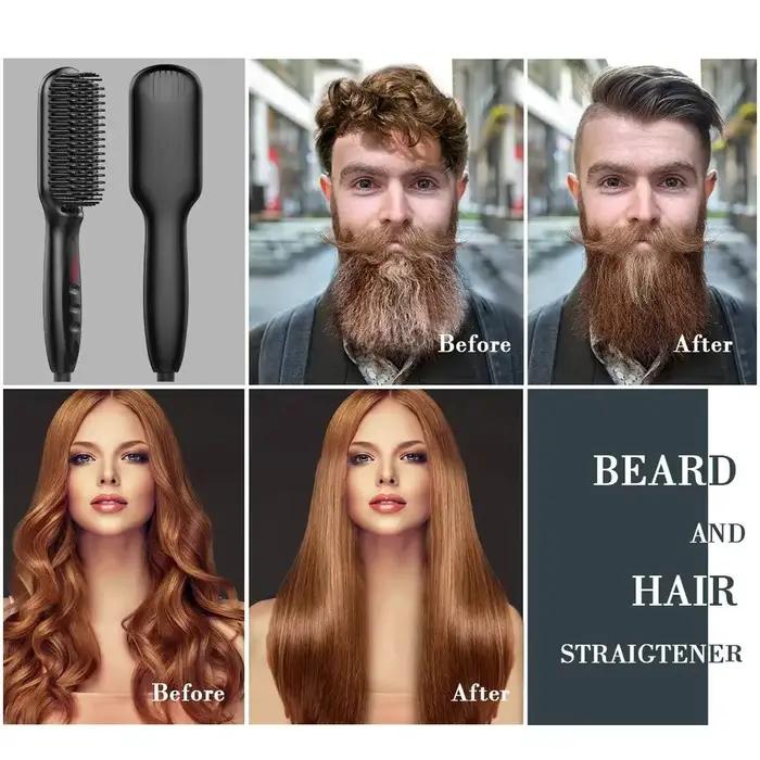 Brosse à Lisser les Cheveux, Peigne Électrique, Chaud, Anti-Brûlure, Céramique, Barbe