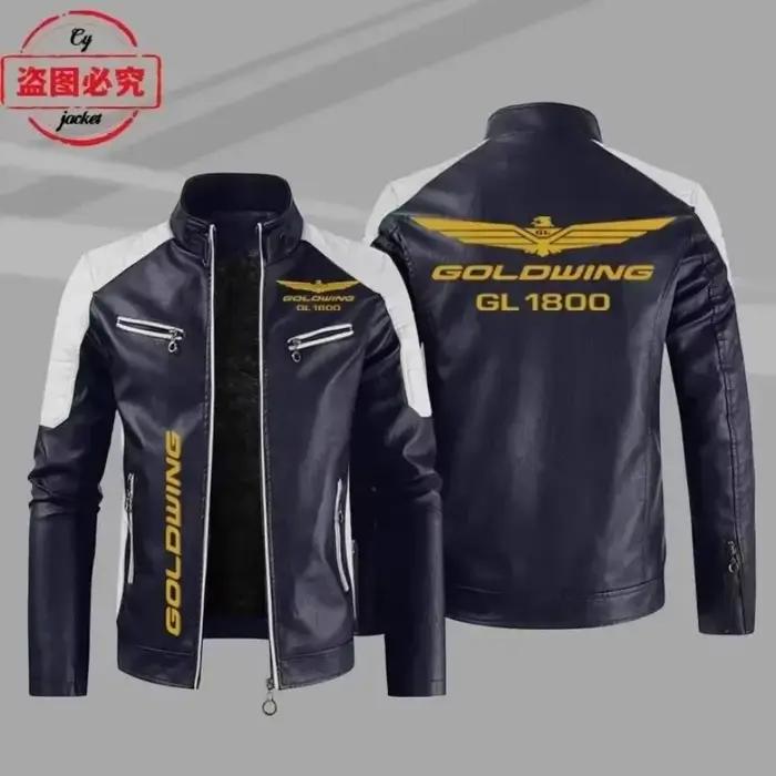 Veste en cuir lavé avec logo Gold Wing 1800 pour hommes, coupe-vent, pour l'automne, l'hiver, le pri