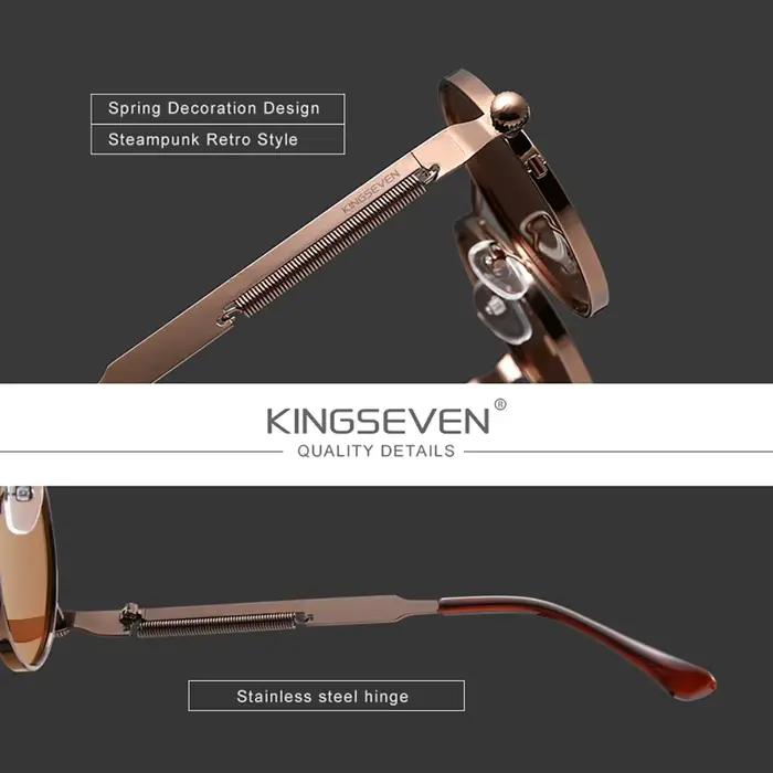 KINGSEVEN Lunettes de soleil rondes gothiques steampunk pour hommes et femmes, accessoire de style r