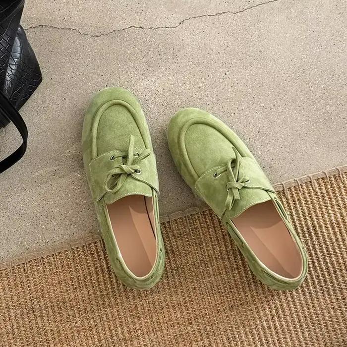 MORAZORA – mocassins en cuir suédé pour femmes, 3 couleurs, chaussures plates à lacets, bout rond, c