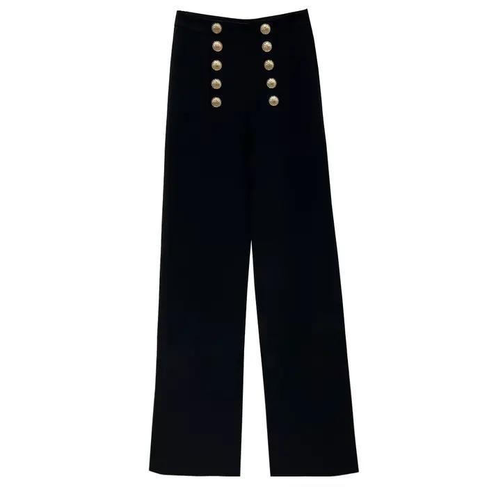 FJM-Tube droit taille haute pour femme, jambe large, mince et drapé, imbibé, haut de gamme, printemp