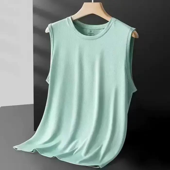 Débardeurs en maille de soie glacée pour hommes, transparents, pour la musculation et le fitness, st