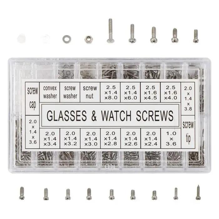 Kit d'outils de réparation de lunettes, 18 Types en 1, boîte, comprend vis, écrous, rondelle, capuch