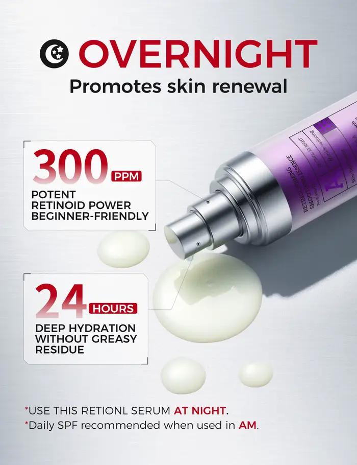 Sérum au rétinol NING 30ml x3 – Essence de nuit pour débutants pour un soin raffermissant, des rides