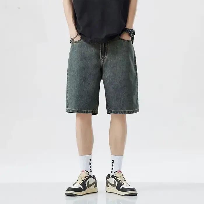 2025 été classique Shorts jean hommes Denim pantalon droit Stretch décontracté Cool mince genou long