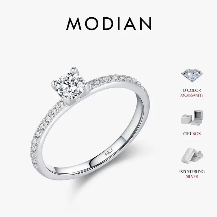 MODIAN D couleur Moissanite bague délicate carré 925 en argent Sterling laboratoire diamant bague po