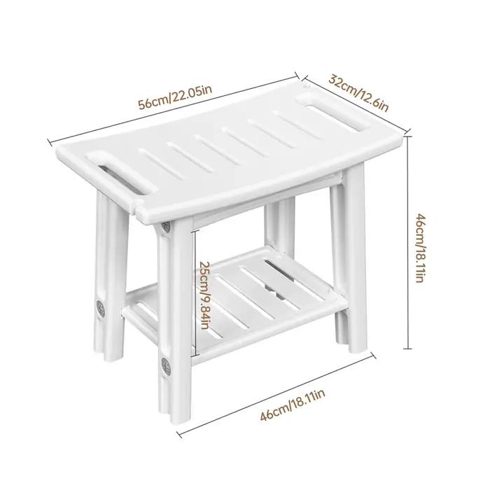 Banc de douche durable avec rangement à deux niveaux et coussinets antidérapants pour femmes et hommes occasions quotidiennes et cadeaux