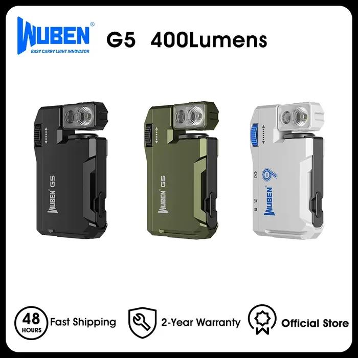 Lampe torche rechargeable WUBEN G5, 400 lumens, double source de lumière, mini lampe torche avec lum