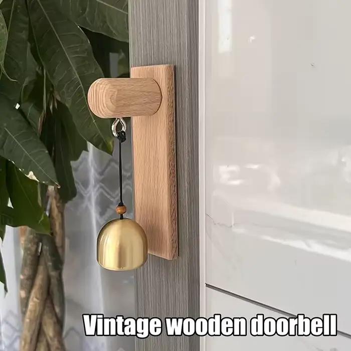 Sonnette mécanique en bois rétro sans piles pour entrée de maison décorative classique antique pour porte principale occassions spéciales cadeau pour femme