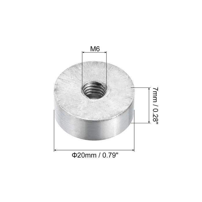 4/6/8 pièces 20mm de diamètre disque en aluminium matériel M6 M8 filetage rond verre Table cercle di