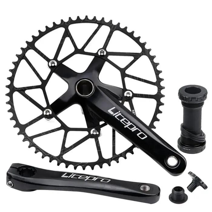 Litepro-Pignon de manivelle intégré creux pour vélo pliant, arbre central, dent positive et négative