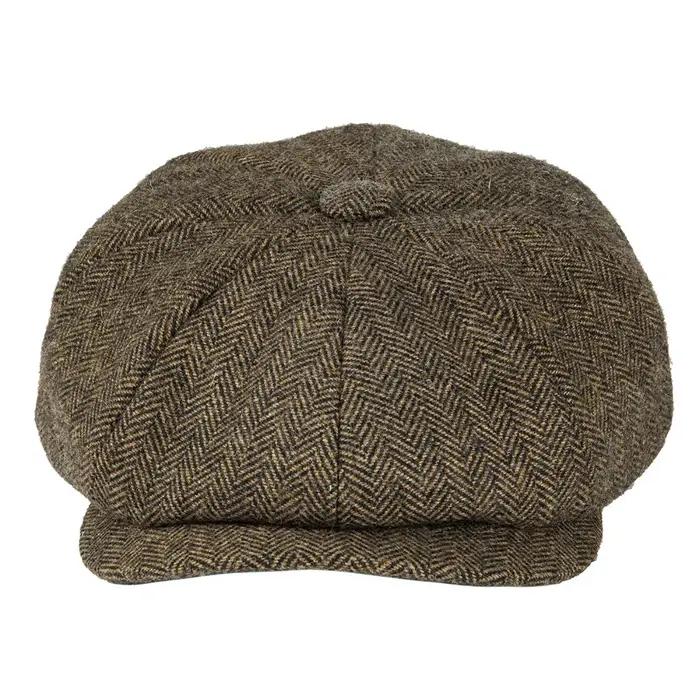 BOTVELA laine Tweed casquette gavroche à chevrons hommes britannique Gatsby rétro chapeau pilote cas