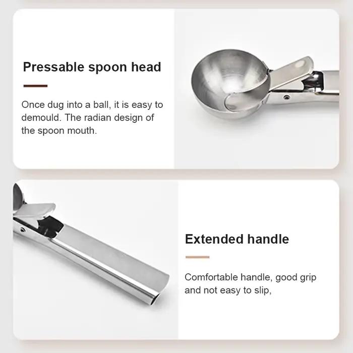 Cuillère à glace à double usage en acier inoxydable, cuillère à glace multifonctionnelle pour fruits