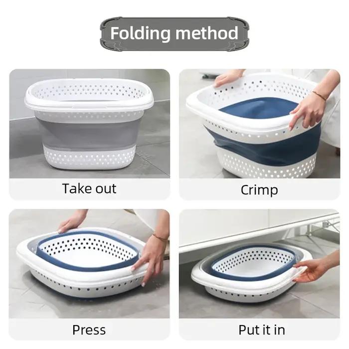 Mir à illant Pliable en Plastique pour Vêtements Sales, Grand Conteneur de Rangement pour la Maison