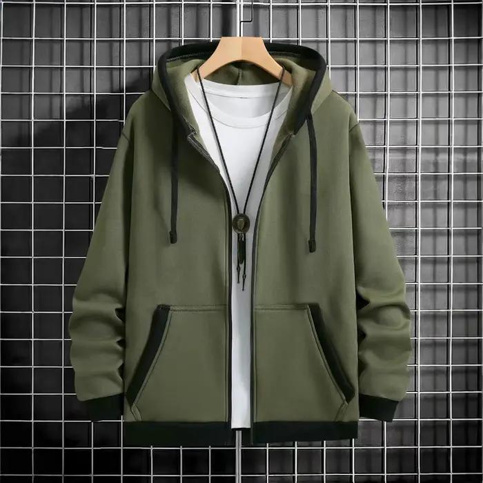 Cardigan épais à capuche et fermeture éclair pour homme, vêtement d'extérieur décontracté, sweat-shi