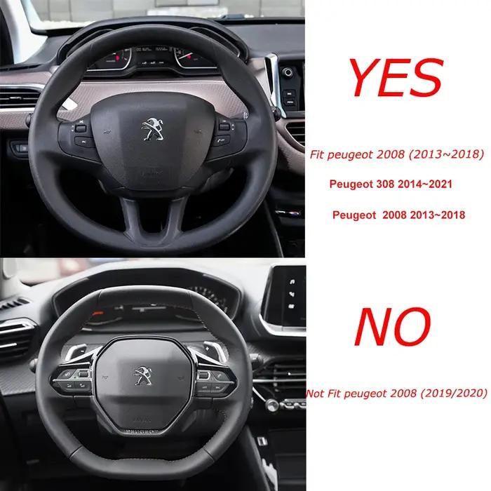 Housse de volant de voiture en Fiber de carbone + cuir, pour Peugeot 208 2012 ~ 2018 Peugeot 308 201