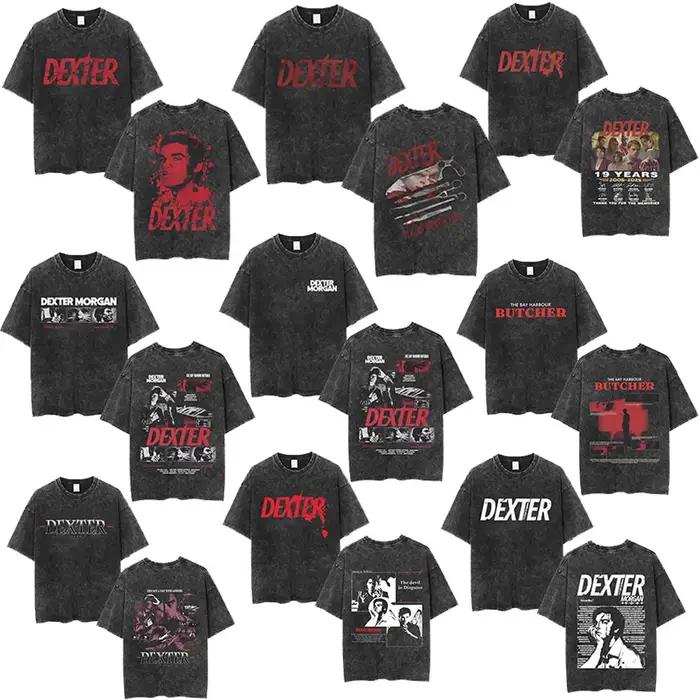 TV Play Dexter Morgan Lavé Vintage T-shirts Hommes Femmes Rétro Surdimensionné Manches Courtes T-shi