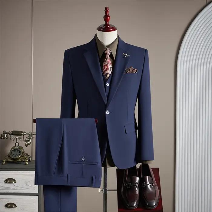 Ensemble de costume de couleur unie pour hommes, de haute qualité, à la mode et élégant, grande tail