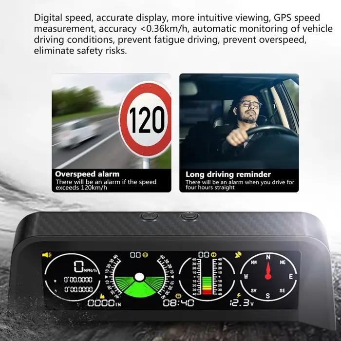 X90 GPS vitesse PMH KMH compteur de pente intelligent inclinomètre boussole de voiture HUD pas d'inc