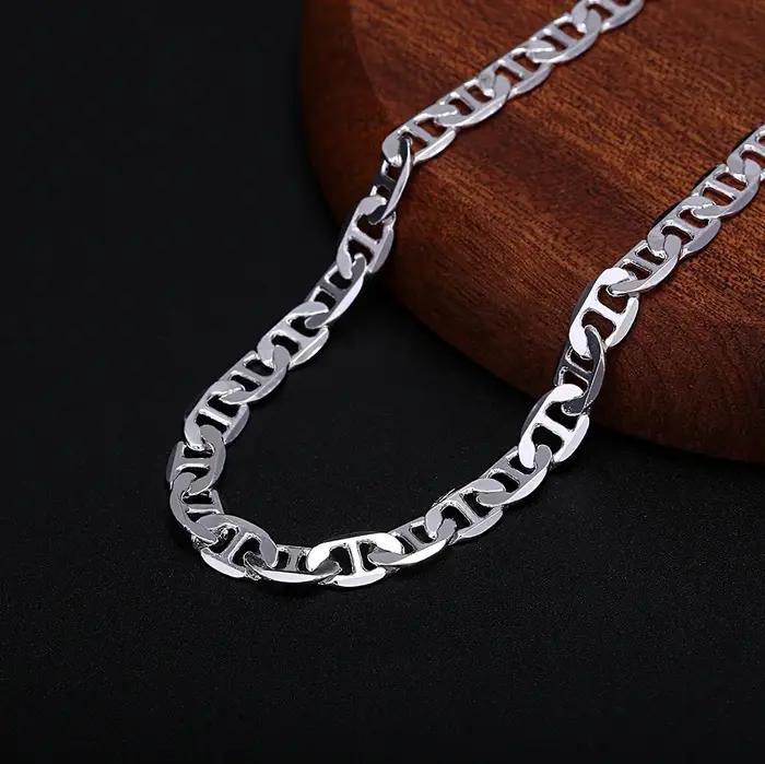 Produits à la mode 925 en argent Sterling classique 6MM chaîne collier Bracelet ensemble de bijoux p