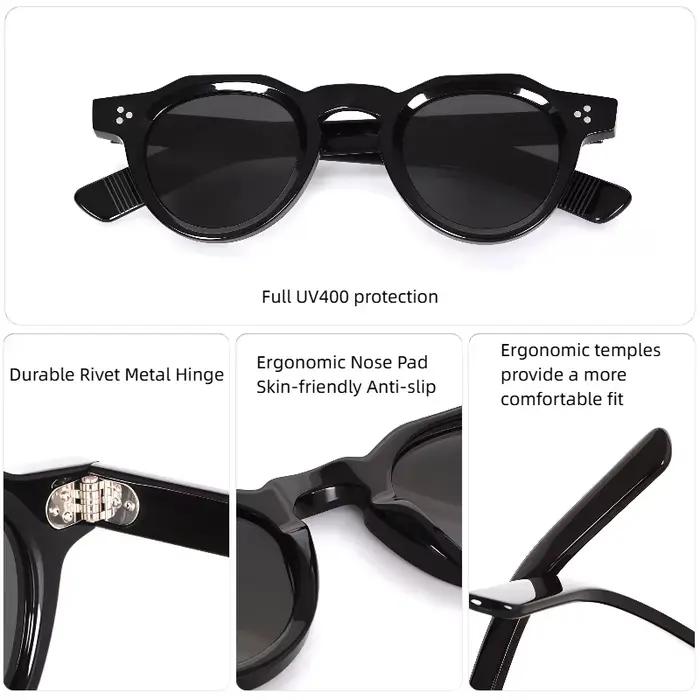 Mode Vintage Rivet Design femmes lunettes de soleil acétate hommes marque de luxe