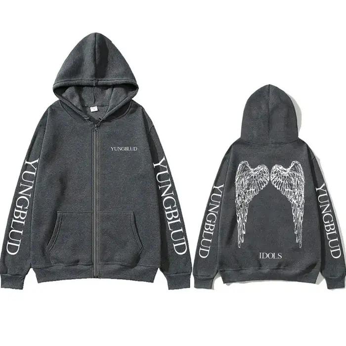 Yungblud IDOLS Wings Album Tour 2025 sweat à capuche avec fermeture éclair homme surdimensionné vest