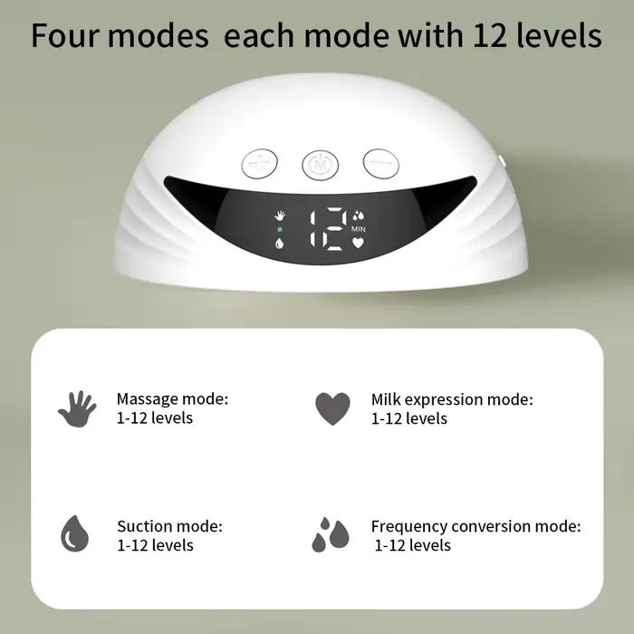 Tire-lait électrique portable 210ML mains libres - 4 modes 12 niveaux sans BPA avec écran LED